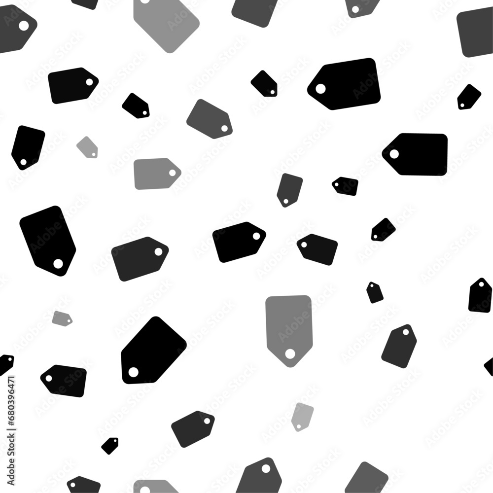 Poster seamless vector pattern with discount label symbols, creating a creative monochrome background with 