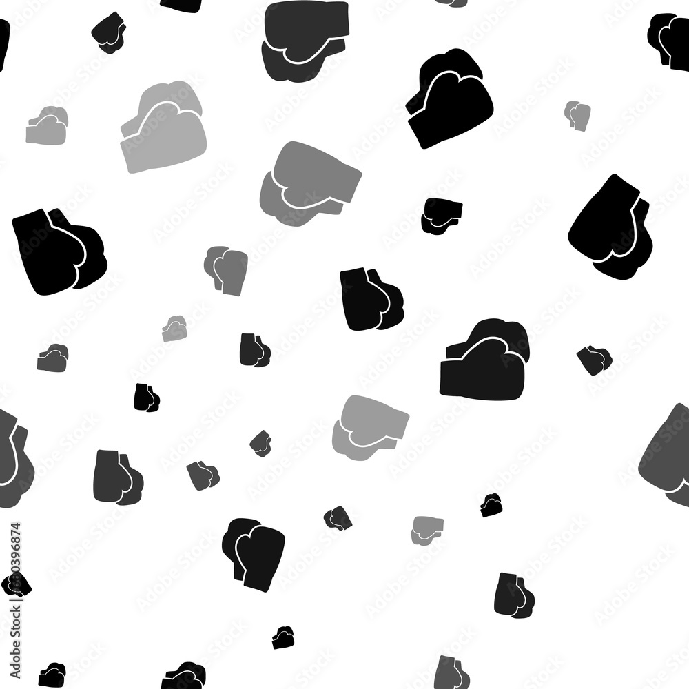Poster seamless vector pattern with boxing gloves symbols, creating a creative monochrome background with r