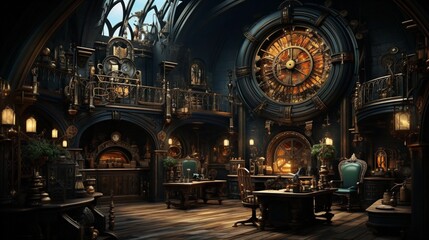 Obraz premium Victorian Dreamscape: Steampunk Aesthetics in 3D Wallpaper