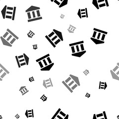 Seamless vector pattern with bank symbols, creating a creative monochrome background with rotated elements. Illustration on transparent background