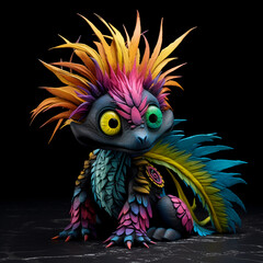 stuffed critter with colorful hair dragon