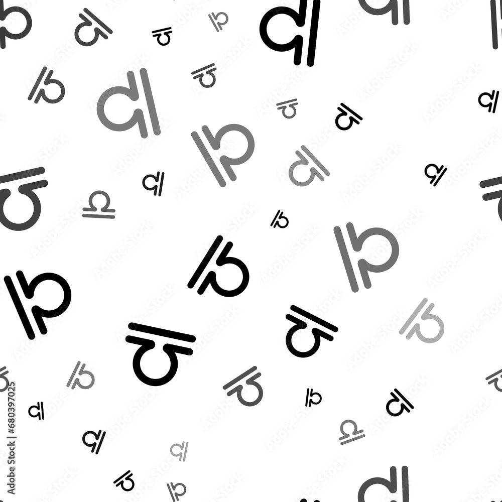Poster seamless vector pattern with zodiac libra symbols, creating a creative monochrome background with ro