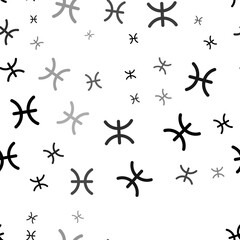 Seamless vector pattern with zodiac pisces symbols, creating a creative monochrome background with rotated elements. Illustration on transparent background