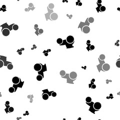 Fototapeta premium Seamless vector pattern with tractor symbols, creating a creative monochrome background with rotated elements. Vector illustration on white background