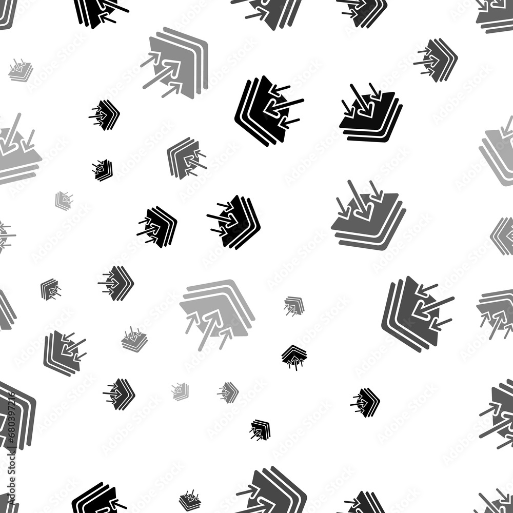 Poster seamless vector pattern with absorbent symbols, creating a creative monochrome background with rotat
