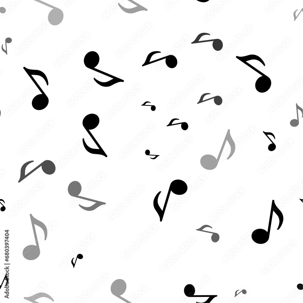 Poster seamless vector pattern with musical note symbols, creating a creative monochrome background with ro