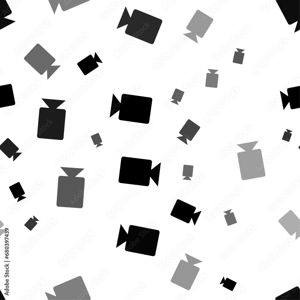 Poster seamless vector pattern with video camera symbols, creating a creative monochrome background with ro