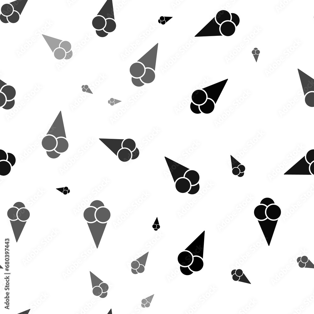 Poster seamless vector pattern with ice cream balls symbols, creating a creative monochrome background with