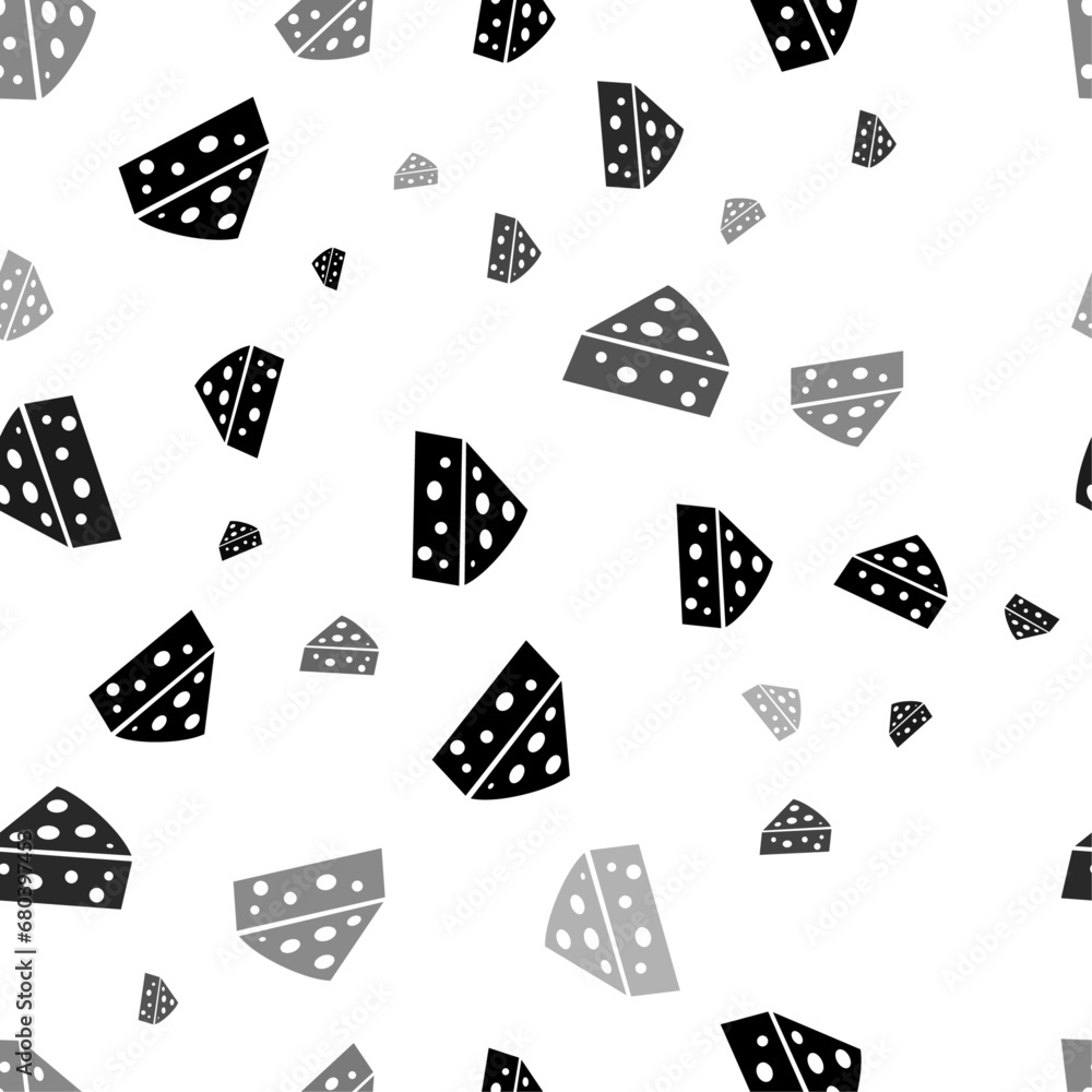 Aufkleber Seamless vector pattern with cheese symbols, creating a creative monochrome background with rotated elements. Vector illustration on white background
