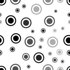Seamless vector pattern with radio button symbols, creating a creative monochrome background with rotated elements. Illustration on transparent background