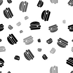 Seamless vector pattern with hamburger symbols, creating a creative monochrome background with rotated elements. Illustration on transparent background