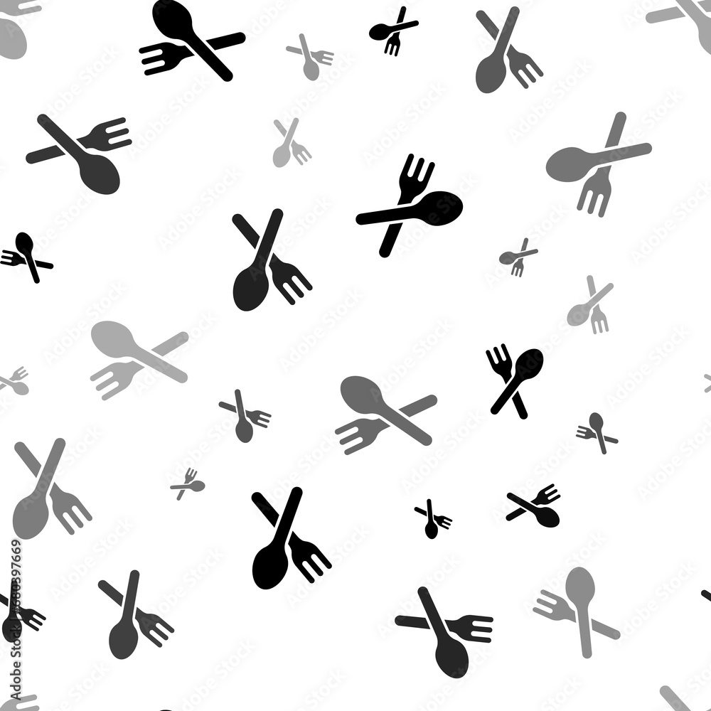 Poster seamless vector pattern with dinner time symbols, creating a creative monochrome background with rot
