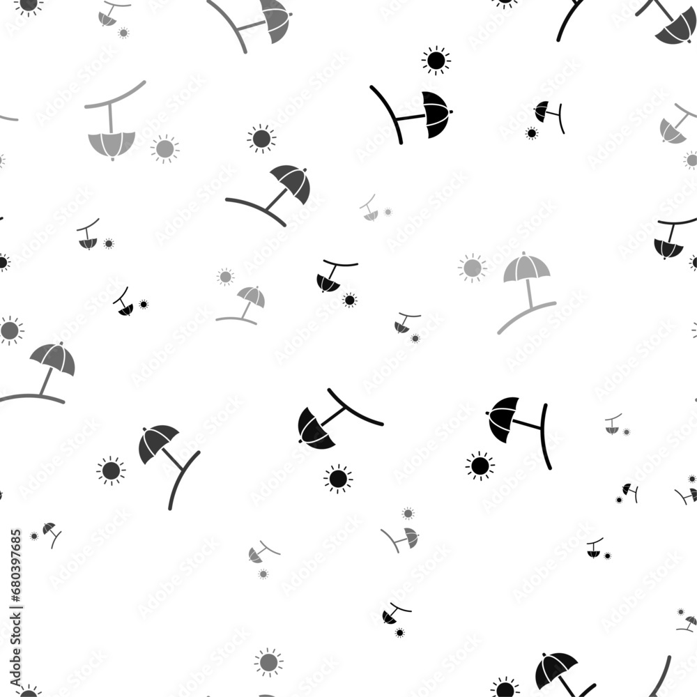 Aufkleber seamless vector pattern with beach symbols, creating a creative monochrome background with rotated e