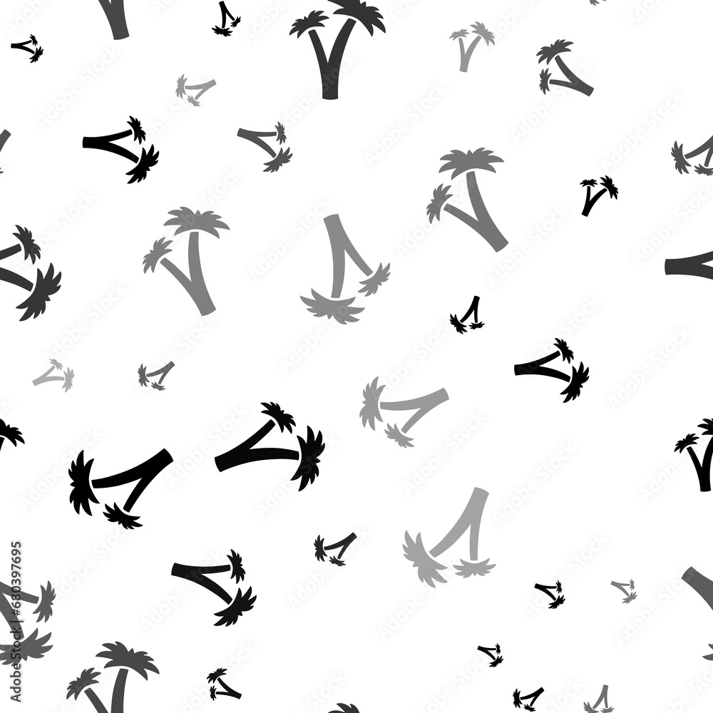Poster seamless vector pattern with palm trees symbols, creating a creative monochrome background with rota