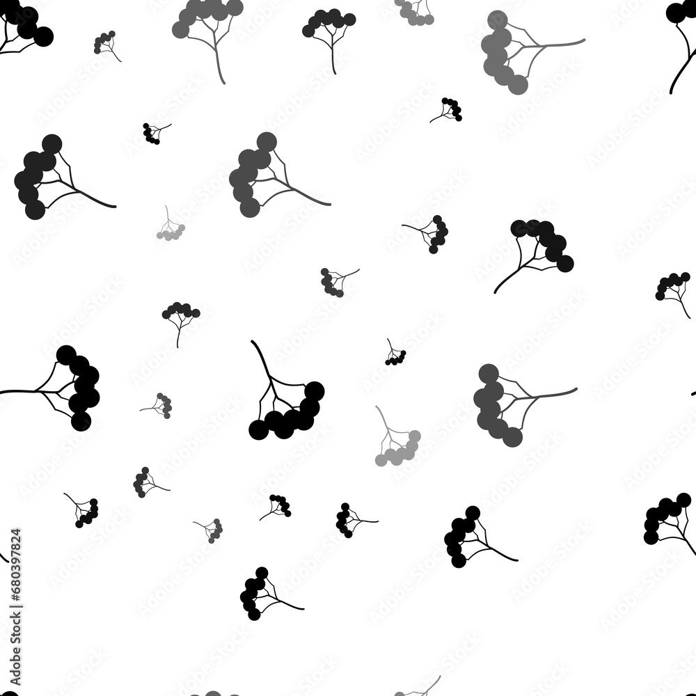 Poster seamless vector pattern with rowan berrys, creating a creative monochrome background with rotated el