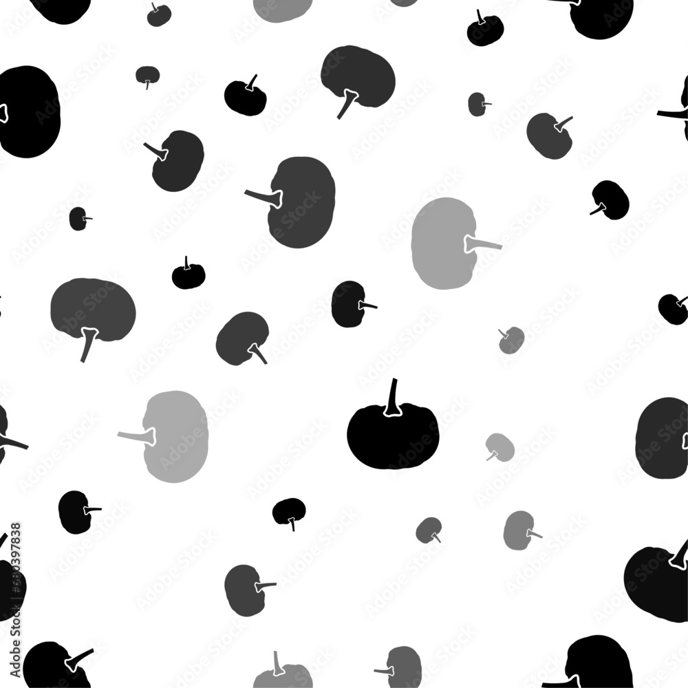 Poster seamless vector pattern with pumpkin symbols, creating a creative monochrome background with rotated