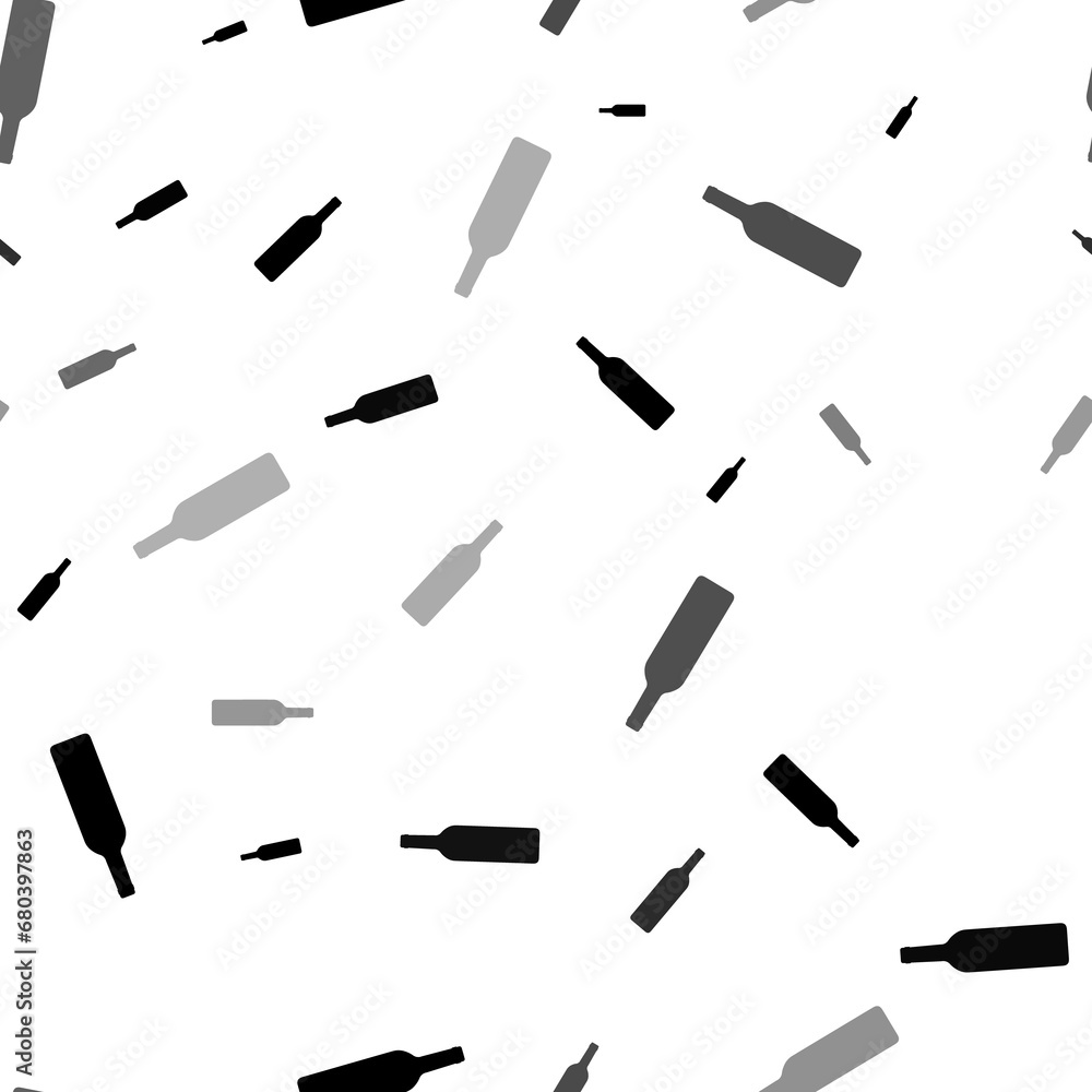 Poster seamless vector pattern with beer bottle symbols, creating a creative monochrome background with rot