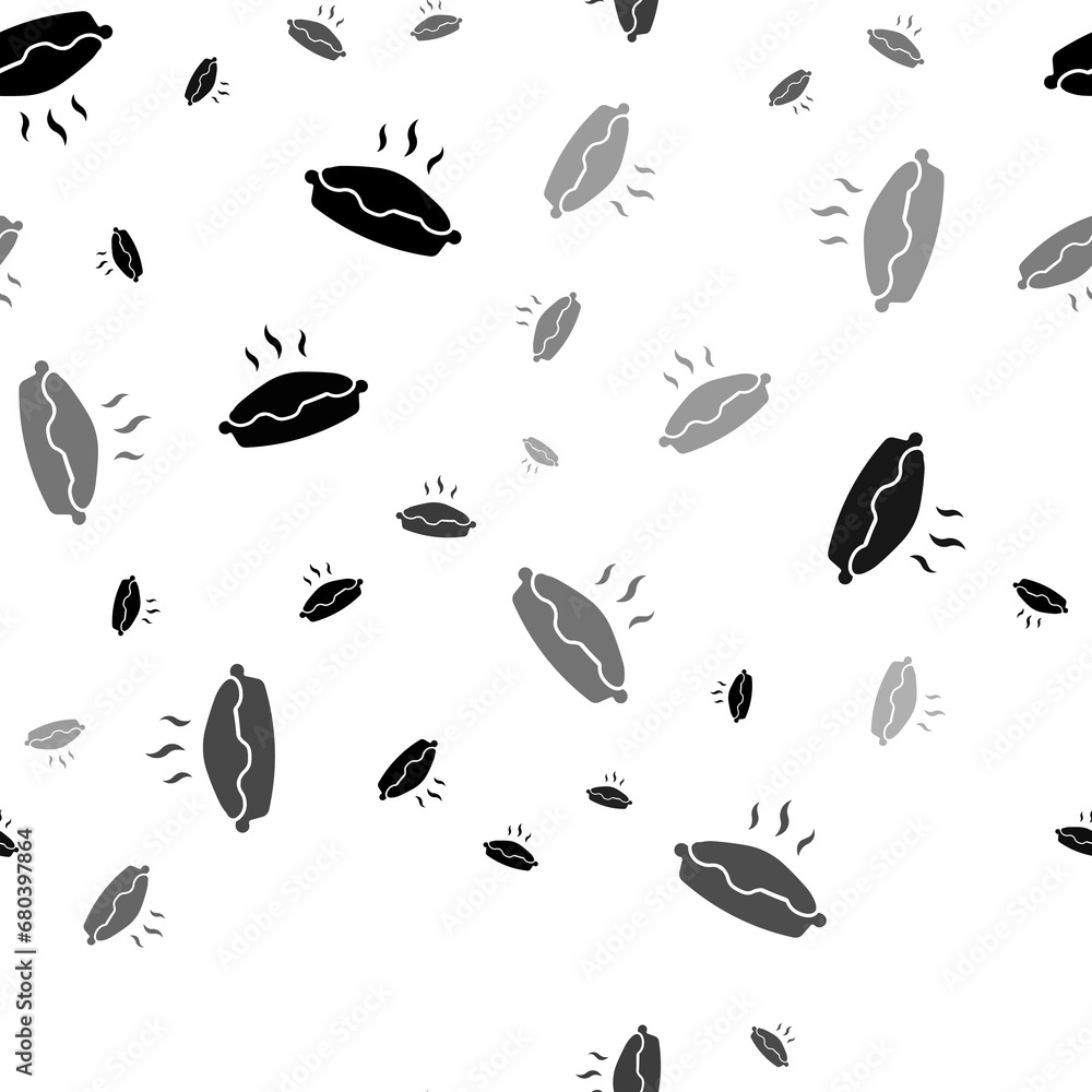 Poster seamless vector pattern with hot pie symbols, creating a creative monochrome background with rotated