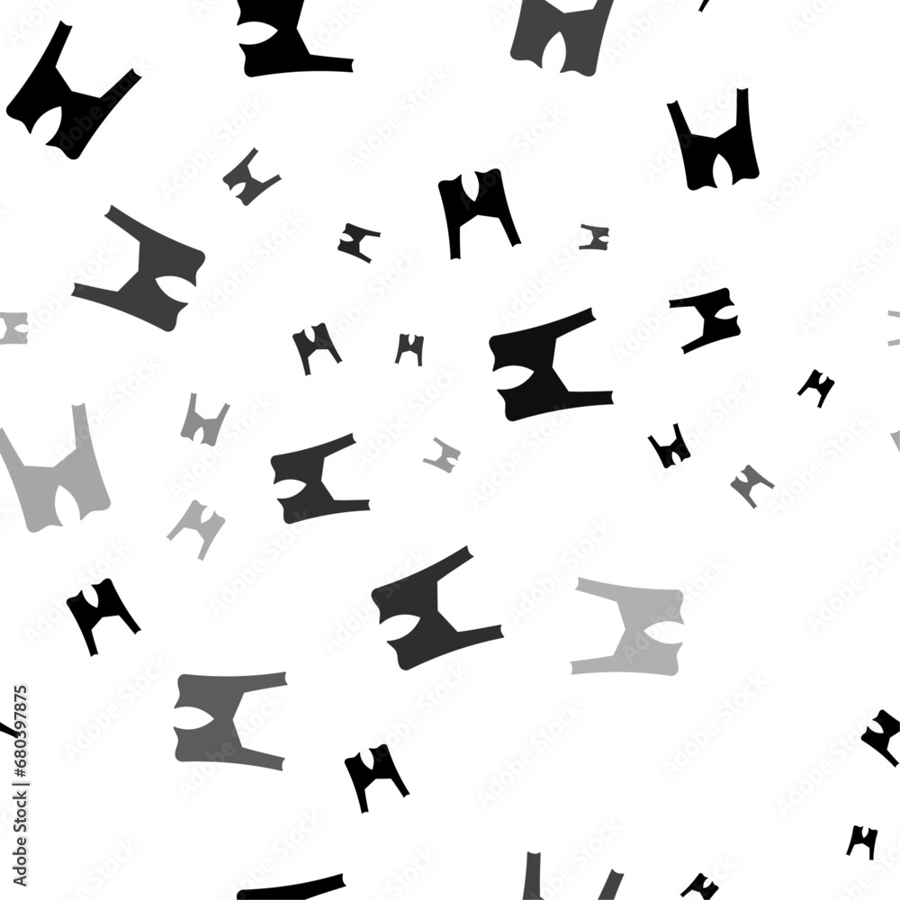 Poster seamless vector pattern with women's jacket symbols, creating a creative monochrome background with 
