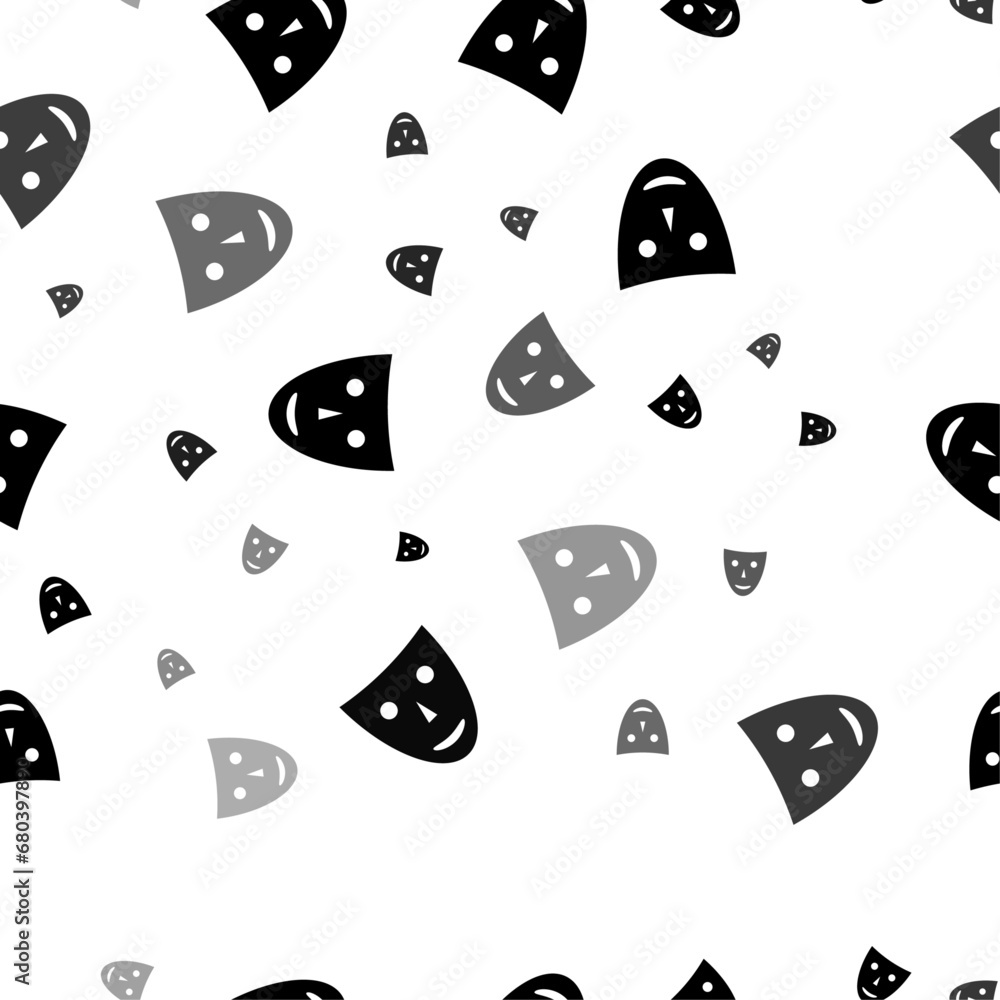 Poster seamless vector pattern with theatrical masks, creating a creative monochrome background with rotate