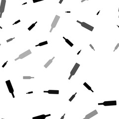 Seamless vector pattern with beer bottle symbols, creating a creative monochrome background with rotated elements. Vector illustration on white background
