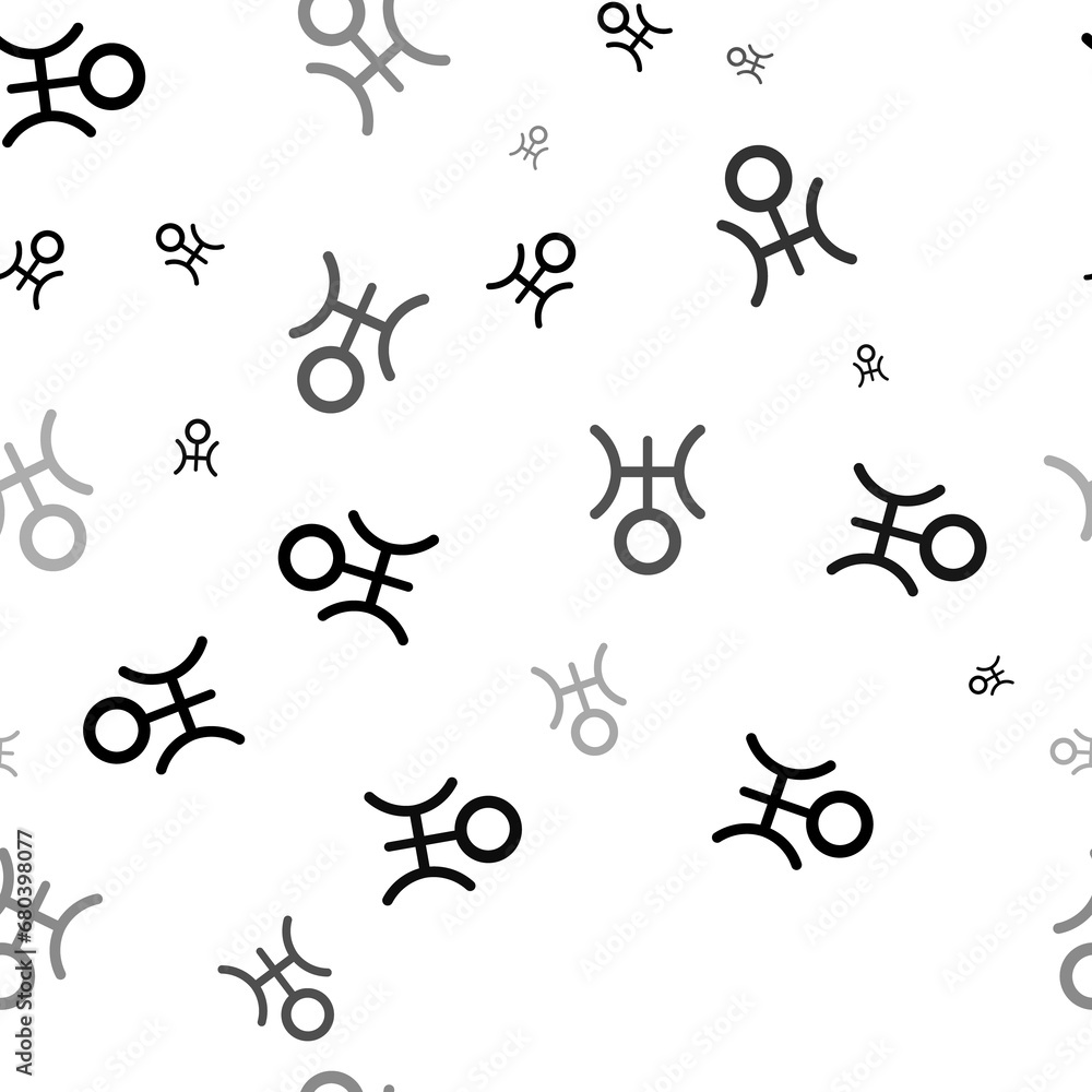 Poster seamless vector pattern with astrological uranus symbols, creating a creative monochrome background 