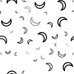 Seamless vector pattern with moon astrological symbols, creating a creative monochrome background with rotated elements. Vector illustration on white background