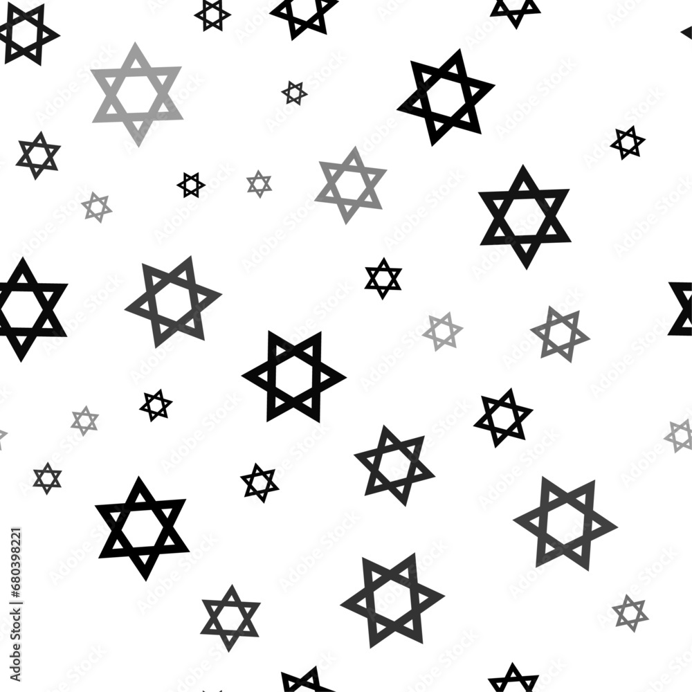 Poster seamless vector pattern with star of david symbols, creating a creative monochrome background with r