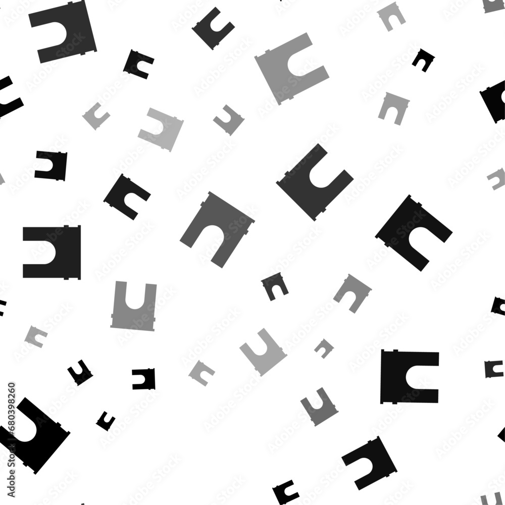 Poster seamless vector pattern with arch symbols, creating a creative monochrome background with rotated el