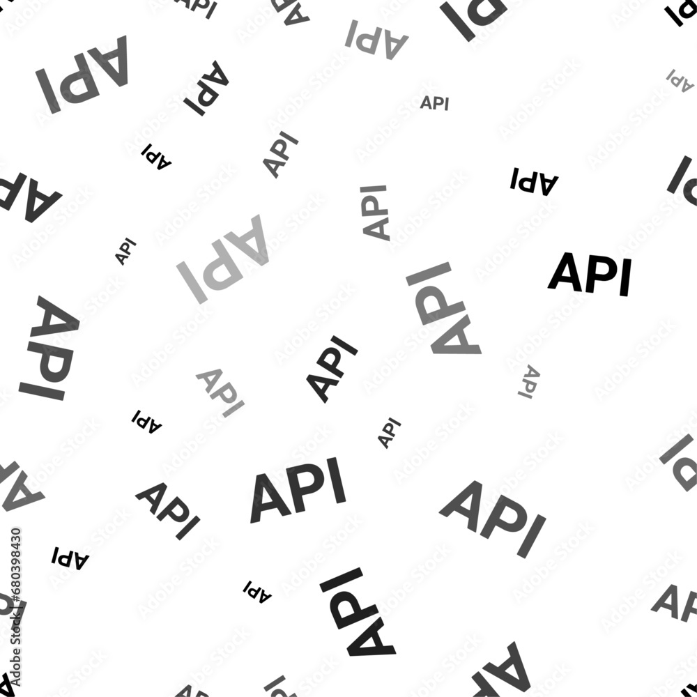 Poster seamless vector pattern with api symbols, creating a creative monochrome background with rotated ele