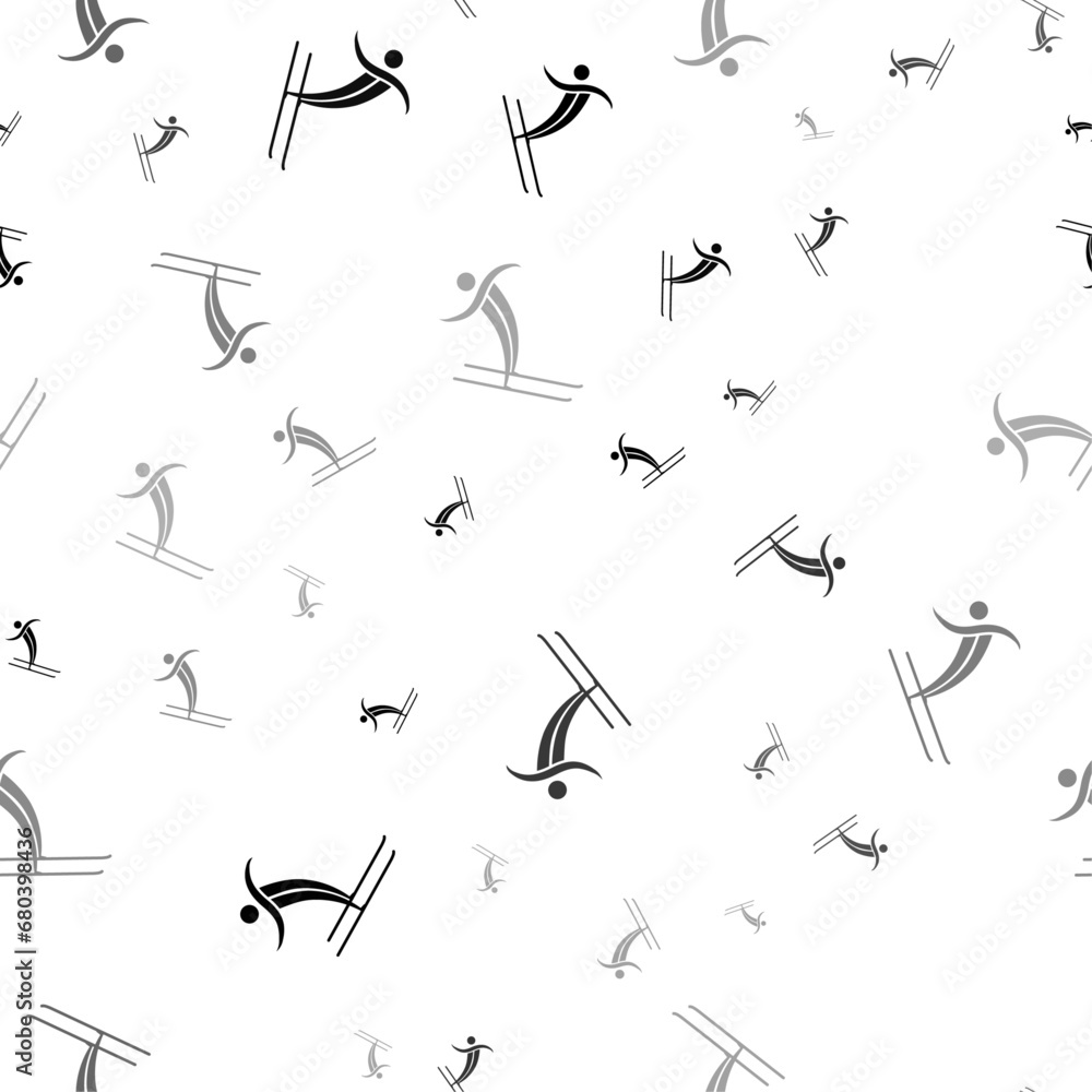 Poster seamless vector pattern with freestyle skiing symbols, creating a creative monochrome background wit