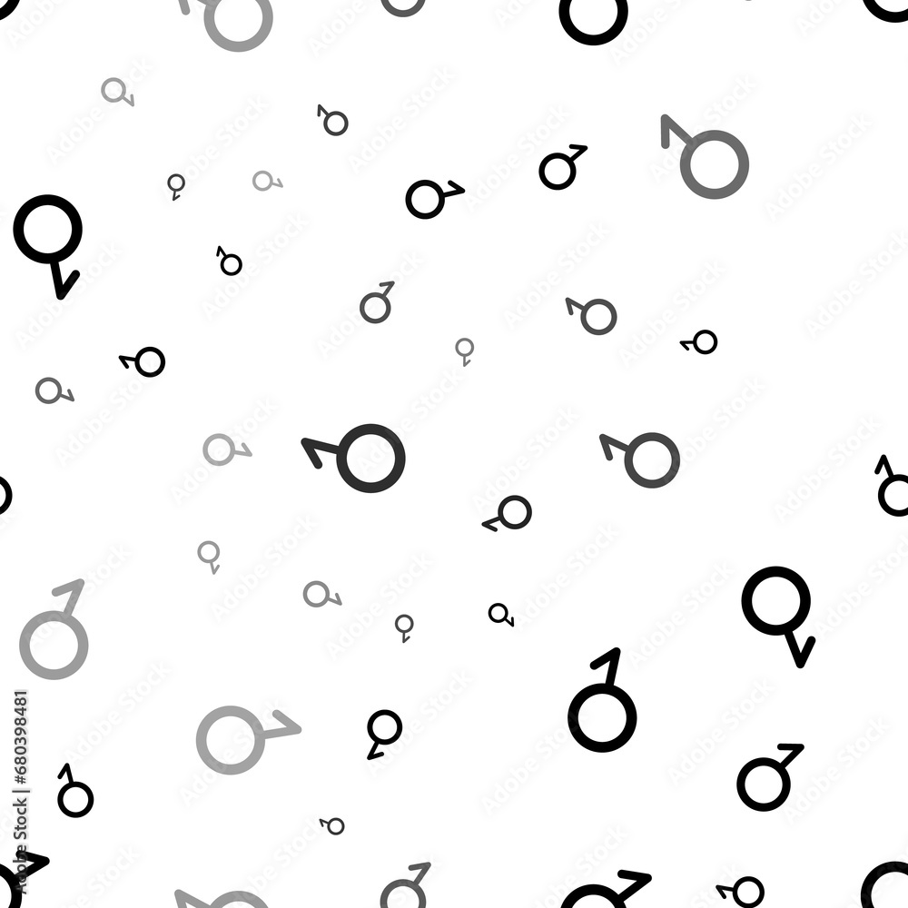 Poster seamless vector pattern with demiboy symbols, creating a creative monochrome background with rotated