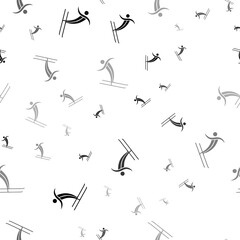 Seamless vector pattern with freestyle skiing symbols, creating a creative monochrome background with rotated elements. Illustration on transparent background