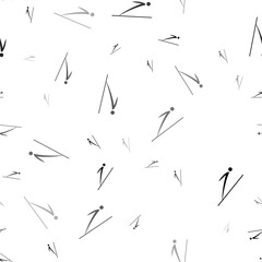 Seamless vector pattern with Ski jumping symbols, creating a creative monochrome background with rotated elements. Vector illustration on white background