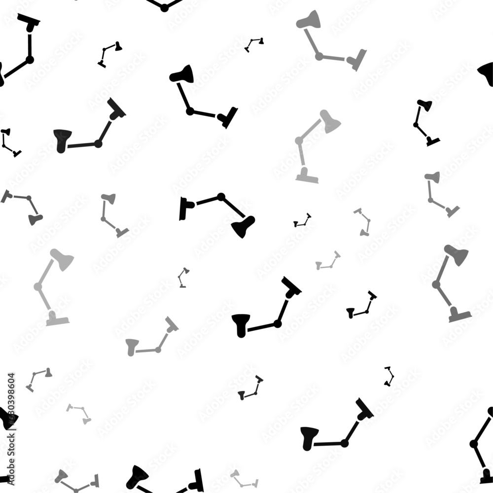 Poster seamless vector pattern with table lamp symbols, creating a creative monochrome background with rota
