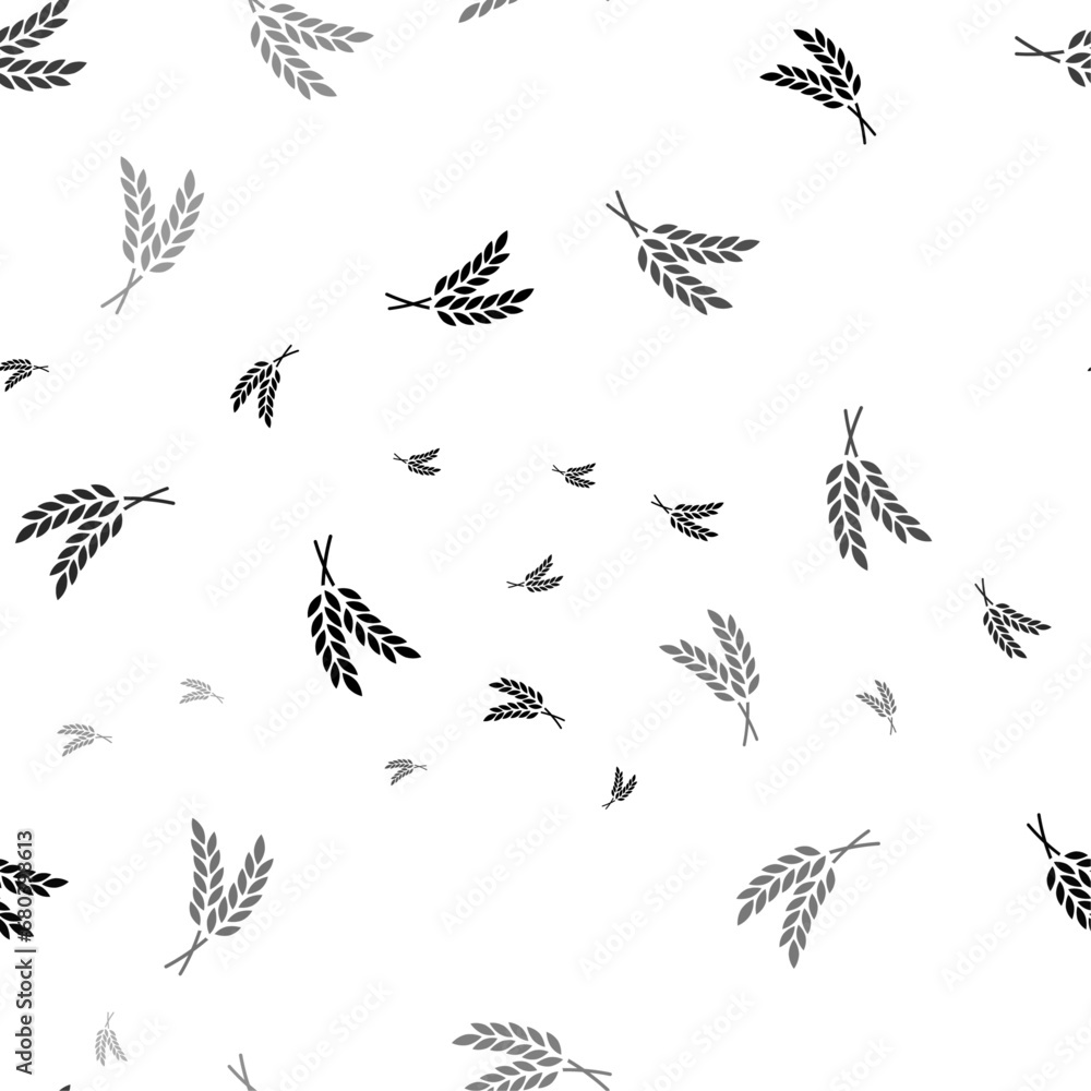 Poster seamless vector pattern with wheat symbols, creating a creative monochrome background with rotated e