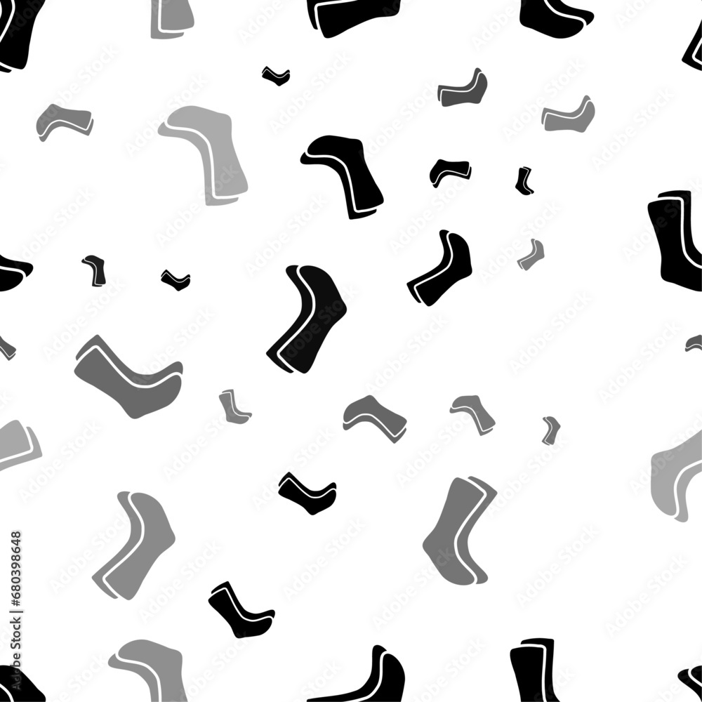 Poster seamless vector pattern with socks symbols, creating a creative monochrome background with rotated e