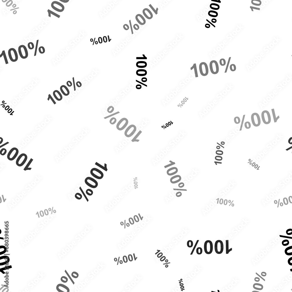 Poster seamless vector pattern with 100 percent symbols, creating a creative monochrome background with rot