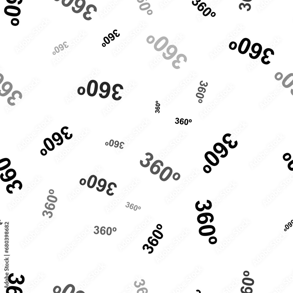 Poster seamless vector pattern with 360 degree symbols, creating a creative monochrome background with rota