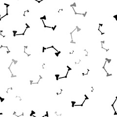 Seamless vector pattern with table lamp symbols, creating a creative monochrome background with rotated elements. Vector illustration on white background