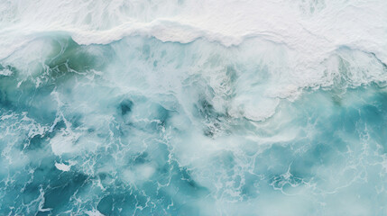 Fototapeta premium Aerial View of a Wave in the Ocean. Generative Ai