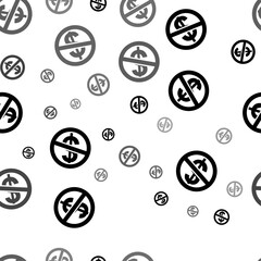 Seamless vector pattern with no dollar symbols, creating a creative monochrome background with rotated elements. Vector illustration on white background