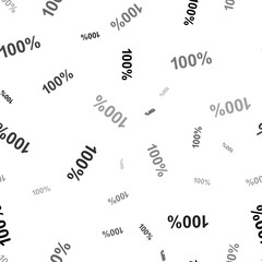 Seamless vector pattern with 100 percent symbols, creating a creative monochrome background with rotated elements. Vector illustration on white background