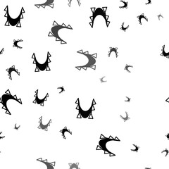 Seamless vector pattern with yoga hammock symbols, creating a creative monochrome background with rotated elements. Vector illustration on white background