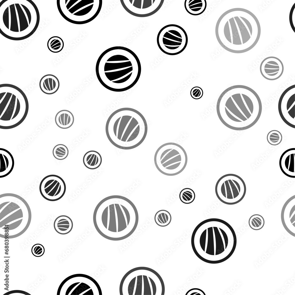 Poster seamless vector pattern with sushi roll symbols, creating a creative monochrome background with rota