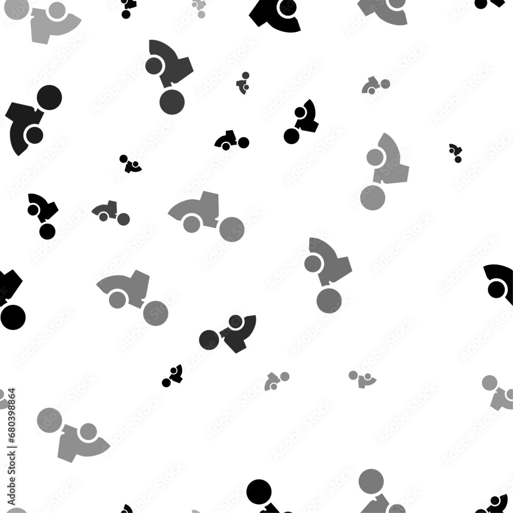 Poster seamless vector pattern with road roller symbols, creating a creative monochrome background with rot