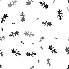Seamless vector pattern with carnivorous plant symbols, creating a creative monochrome background with rotated elements. Vector illustration on white background