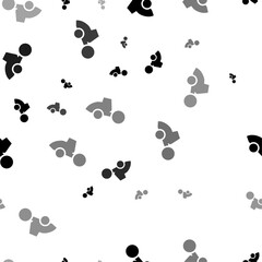 Fototapeta premium Seamless vector pattern with road roller symbols, creating a creative monochrome background with rotated elements. Vector illustration on white background