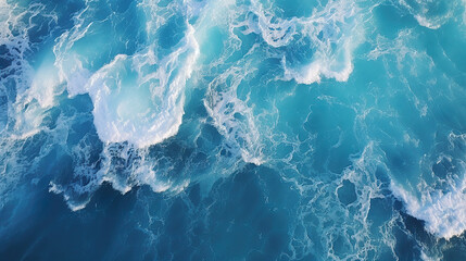 Aerial View of a Wave in the Ocean. Generative Ai - obrazy, fototapety, plakaty