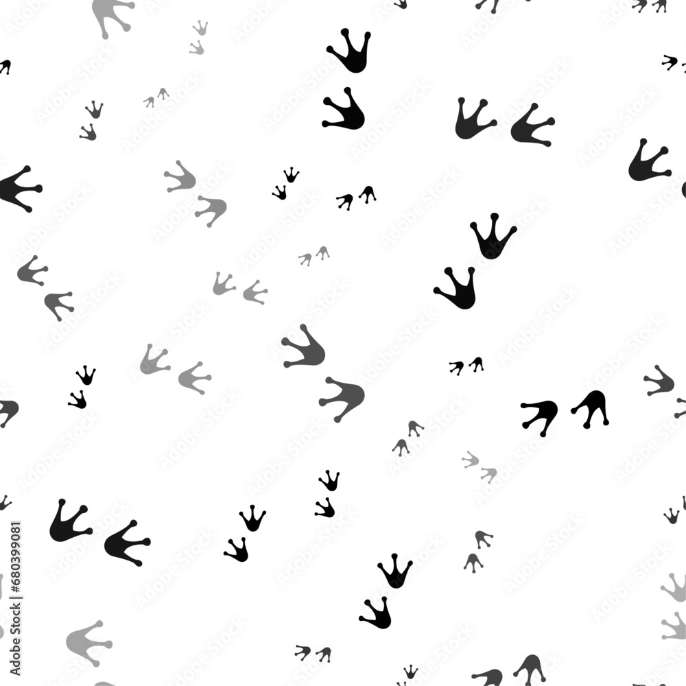 Poster seamless vector pattern with frog tracks symbols, creating a creative monochrome background with rot
